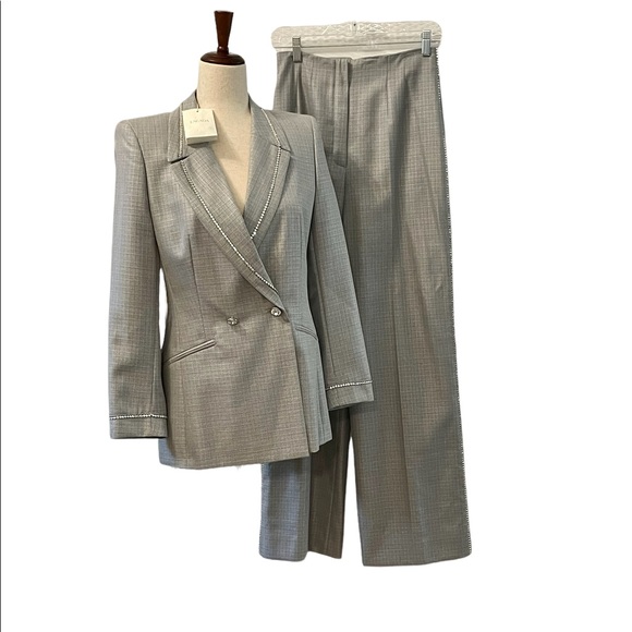 Escada Pants - Escada Wool and Silk Blend Suit with Rhinestone Trim